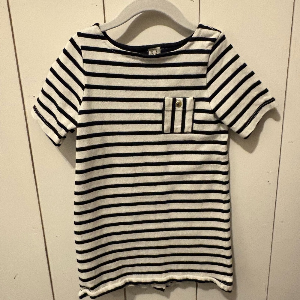 Petit Bateau Black and White Striped short sleeve dress